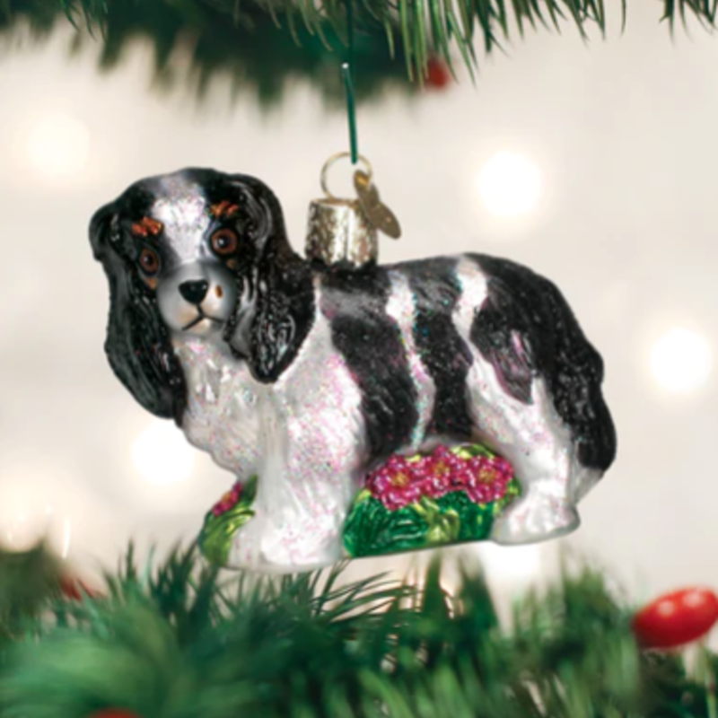 MH Ornament - Blown Glass - King Charles - B/W