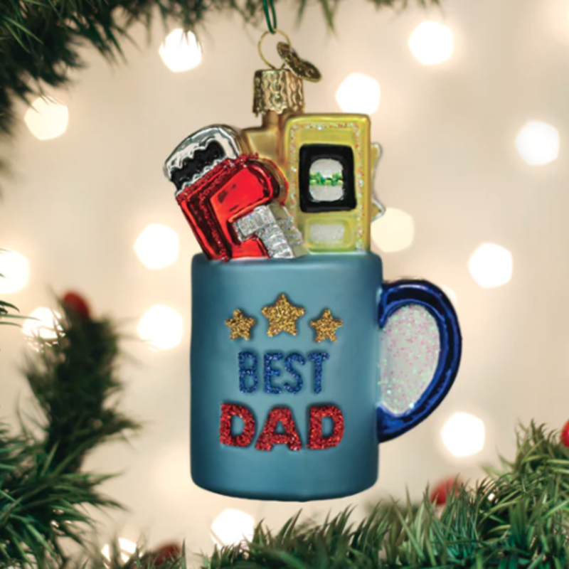 Ornament - Blown Glass -  Best Dad Mug Ornament