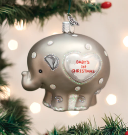 Ornament - Blown Glass -  Baby's First Christmas/Elephant