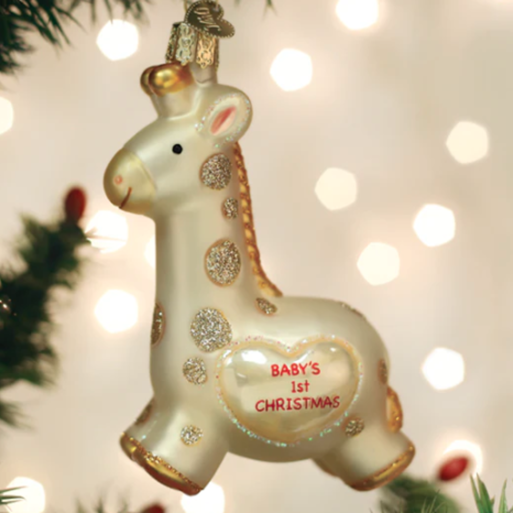 Ornament - Blown Glass -  Baby's First Christmas/Giraffe