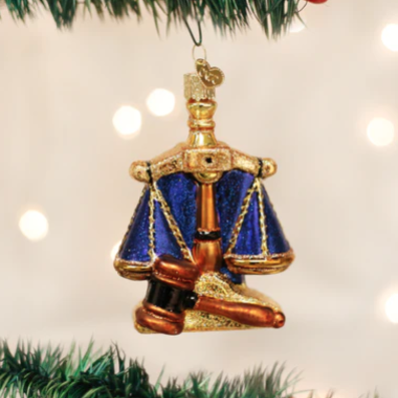 MH Ornament - Blown Glass - Scales of Justice