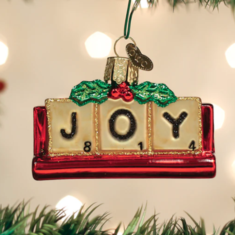 Ornament - Blown Glass -  JOY/Scrabble