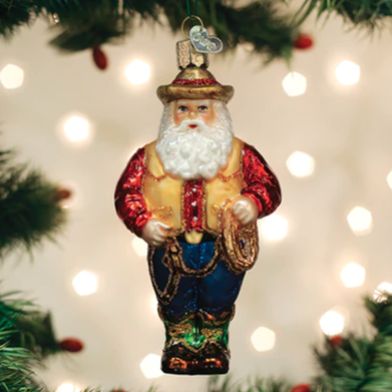 MH Ornament - Blown Glass - Western Santa
