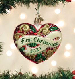 MH Ornament - Blown Glass -  First Christmas Heart