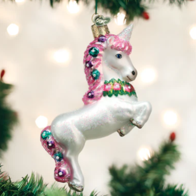 MH Ornament - Blown Glass - Prancing Unicorn