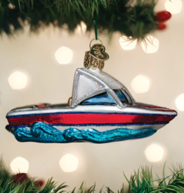 MH Ornament - Blown Glass - Ski Boat