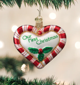 MH Ornament - Blown Glass -  Peppermint Heart