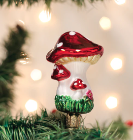 Ornament - Blown Glass -  Mushroom - Clip On