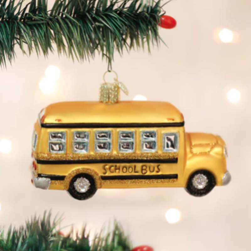 MH Ornament - Blown Glass - School Bus