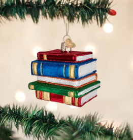 MH Ornament - Blown Glass - Stack of Books