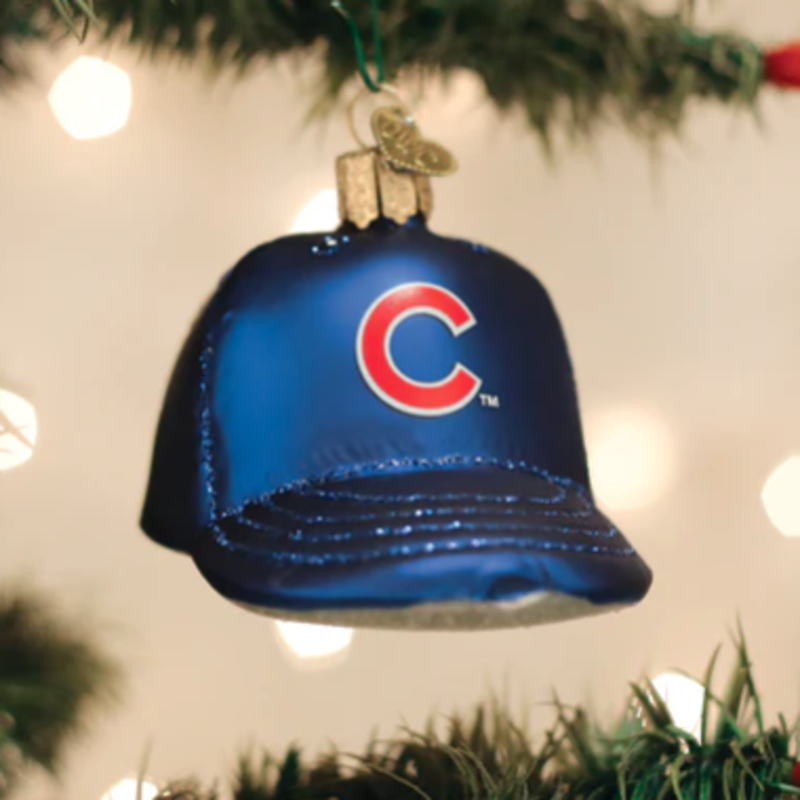 MH Ornament - Blown Glass - Cubs Baseball Cap