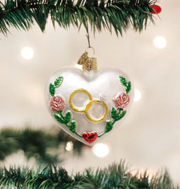 MH Ornament - Blown Glass -  Wedding Heart