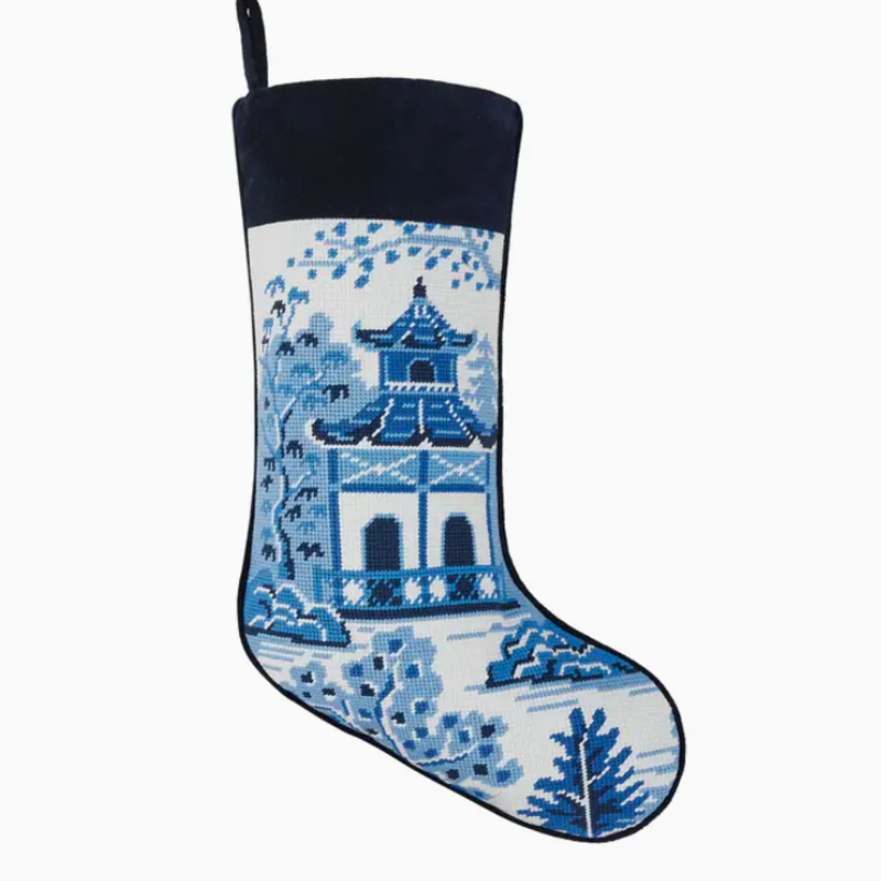 Stocking - Needlepoint - Chinoiserie Pagoda