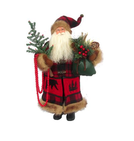Santa -  Buffalo Plaid Black Bear - 18"