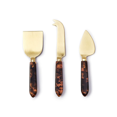 Cheese Set - Tortoise Swirl/Brushed Gold - S/3