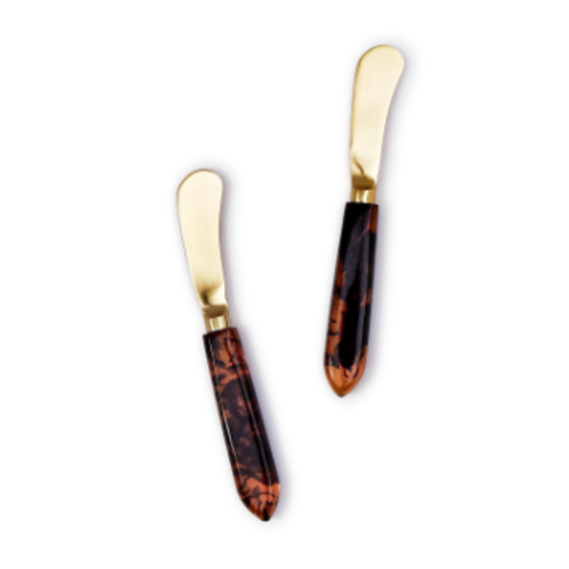 Spreader - Tortoise Swirl/ Brushed Gold -  S/2