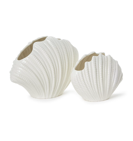 Vase - Shell - Porcelain - White -  Sm - 7Wx3.5Dx5.5"H