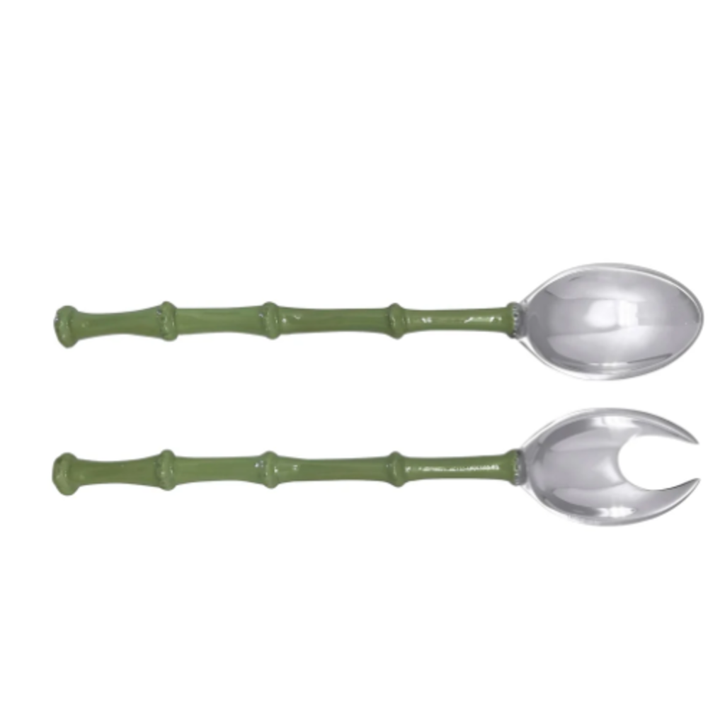 Salad Servers - Bamboo -  Green