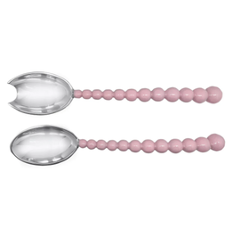 Salad Servers - Pearled -  Pink
