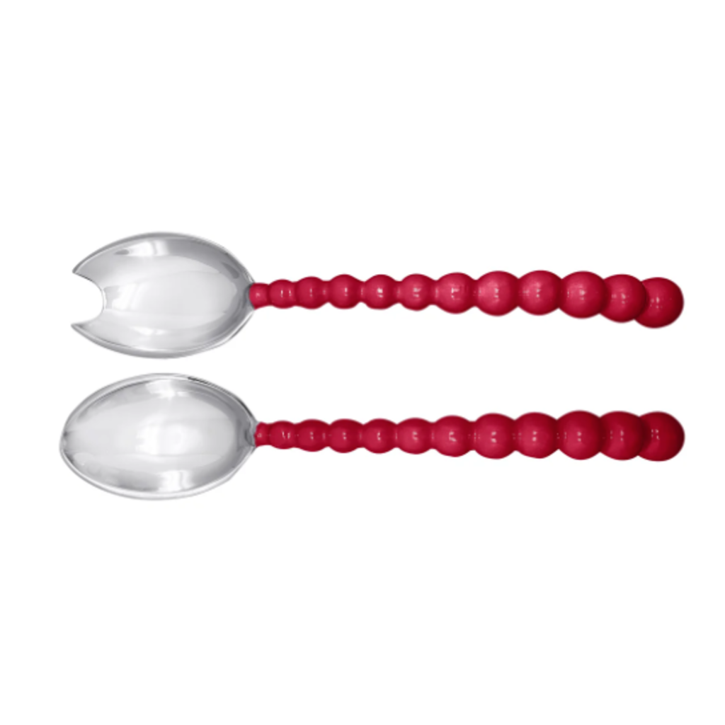 Salad Servers - Pearled -  Red
