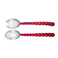 Salad Servers - Pearled -  Red