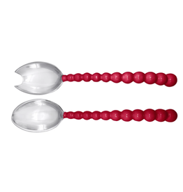 Salad Servers - Pearled -  Red