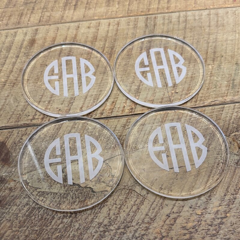 Personalized Coasters - Acrylic - 4" Round - S/4