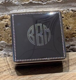 Personalized Box - Square - Beaded Border - Nickel plated - 3.25"