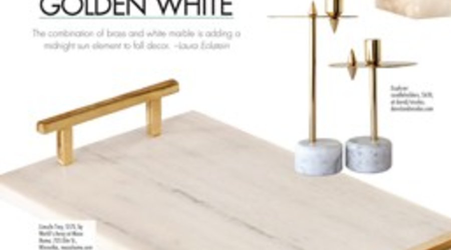 NS Magazine Golden White: Featuring our marble and brass tray