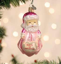 MH Ornament - Blown Glass - Baby Girl's 1st Santa Lovey