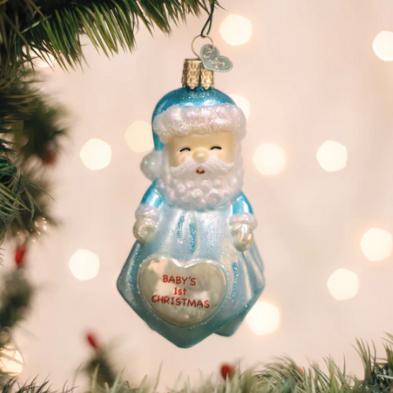 MH Ornament - Blown Glass - Baby Boy's 1st Santa Lovey