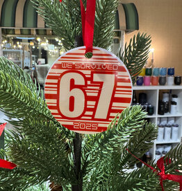 6/7 Round Ornament - 1-sided w/ Red Ribbon