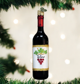 Ornament - Blown Glass - Red Wine Bottle