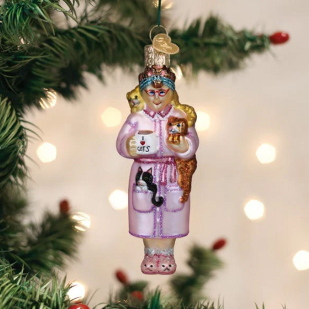Ornament - Blown Glass - Cat Lady