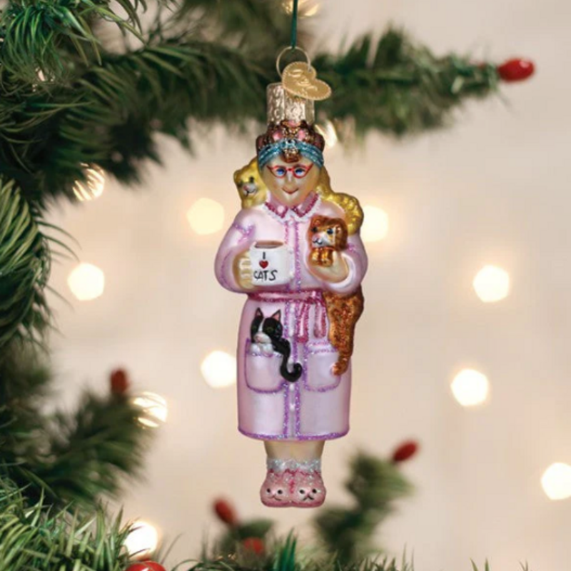 Ornament - Blown Glass - Cat Lady