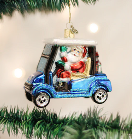 Ornament - Blown Glass - Golf Cart Santa