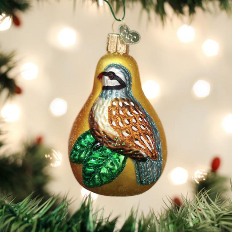 Ornament - Blown Glass - Partridge in a Pear