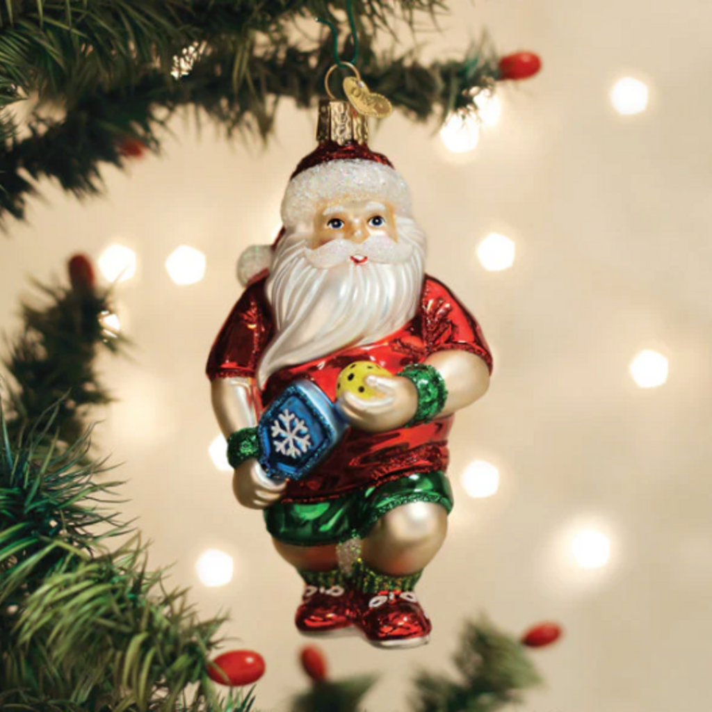 Ornament - Blown Glass - Pickleball Santa