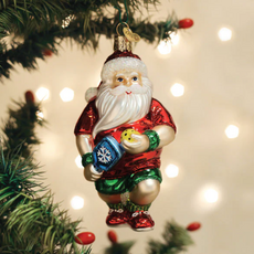Ornament - Blown Glass - Pickleball Santa