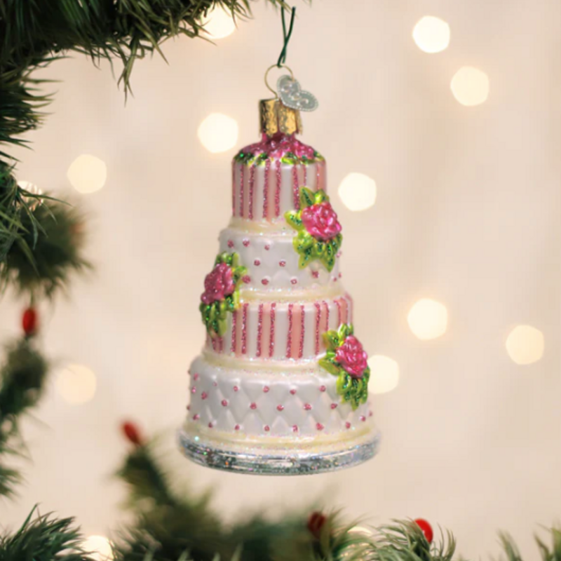 Ornament - Blown Glass - Elegant Wedding Cake