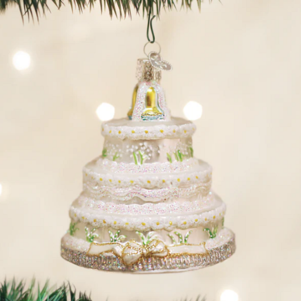 Ornament - Blown Glass - Wedding Cake