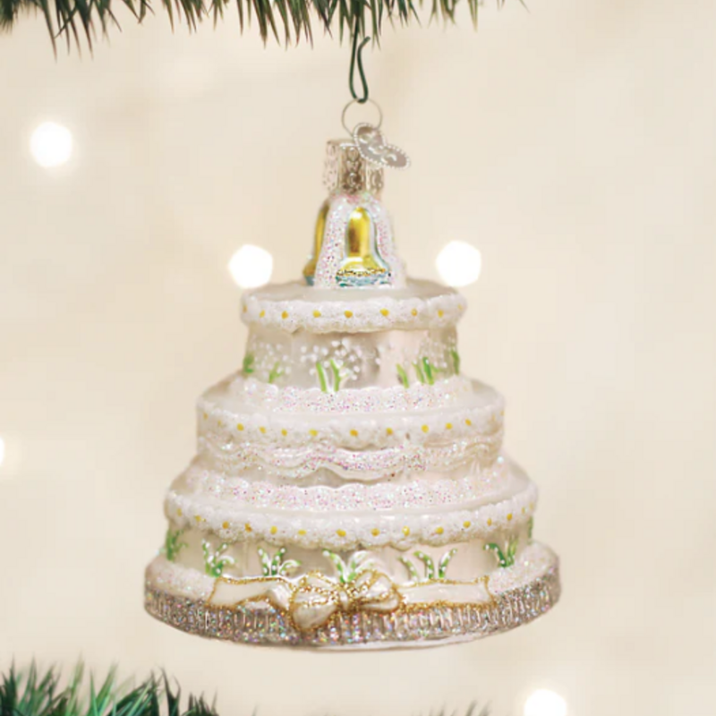 Ornament - Blown Glass - Wedding Cake