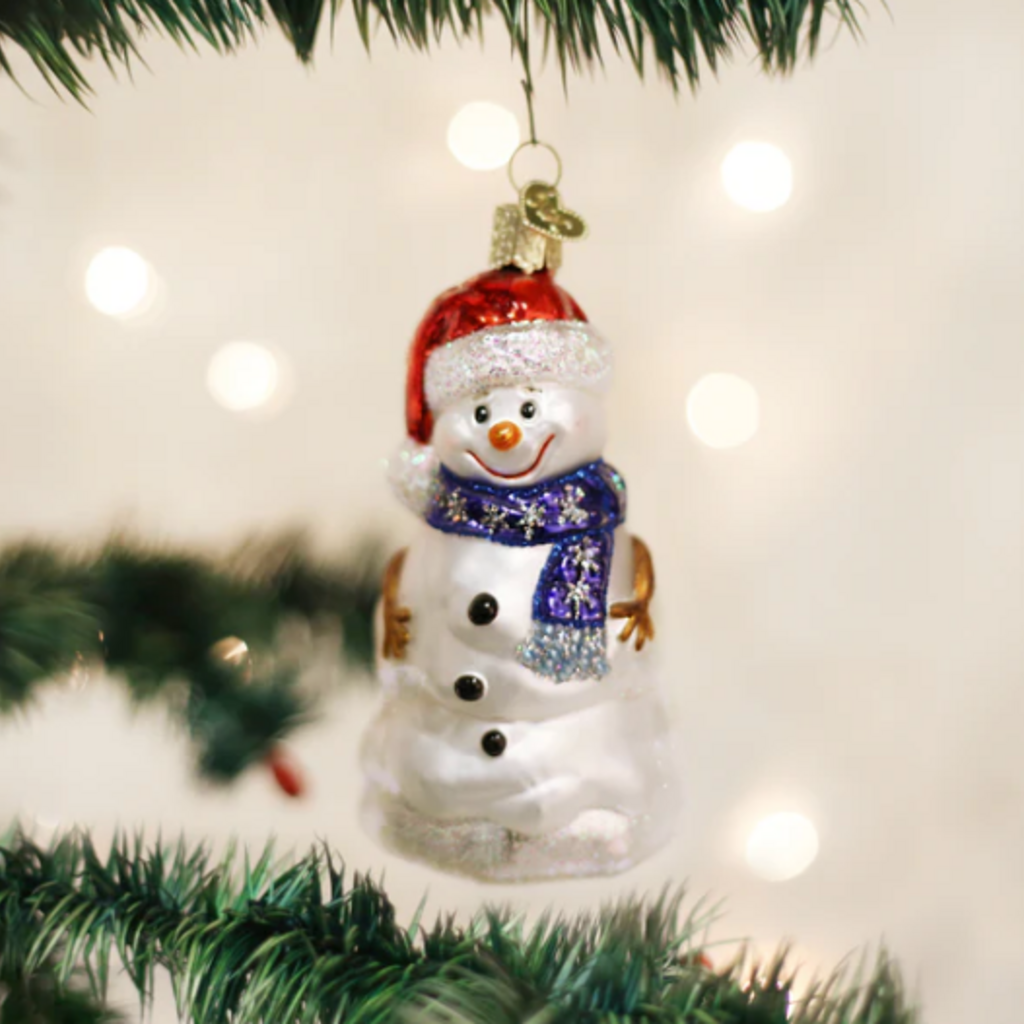 Ornament - Blown Glass - Happy Snowman