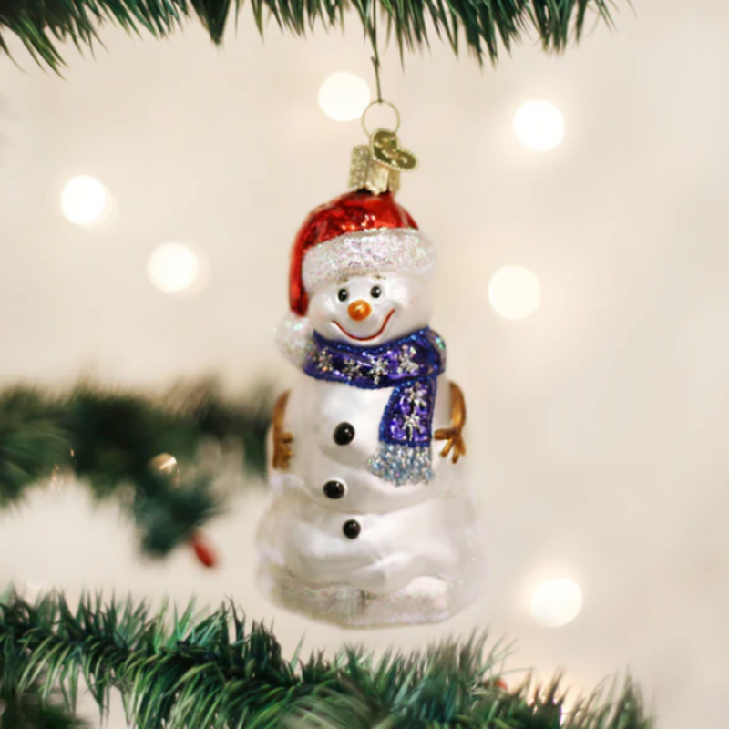 Ornament - Blown Glass - Happy Snowman