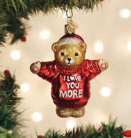 Ornament - Blown Glass - I Love You More Bear