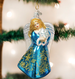 Ornament - Blown Glass - Glistening Snowflake Angel