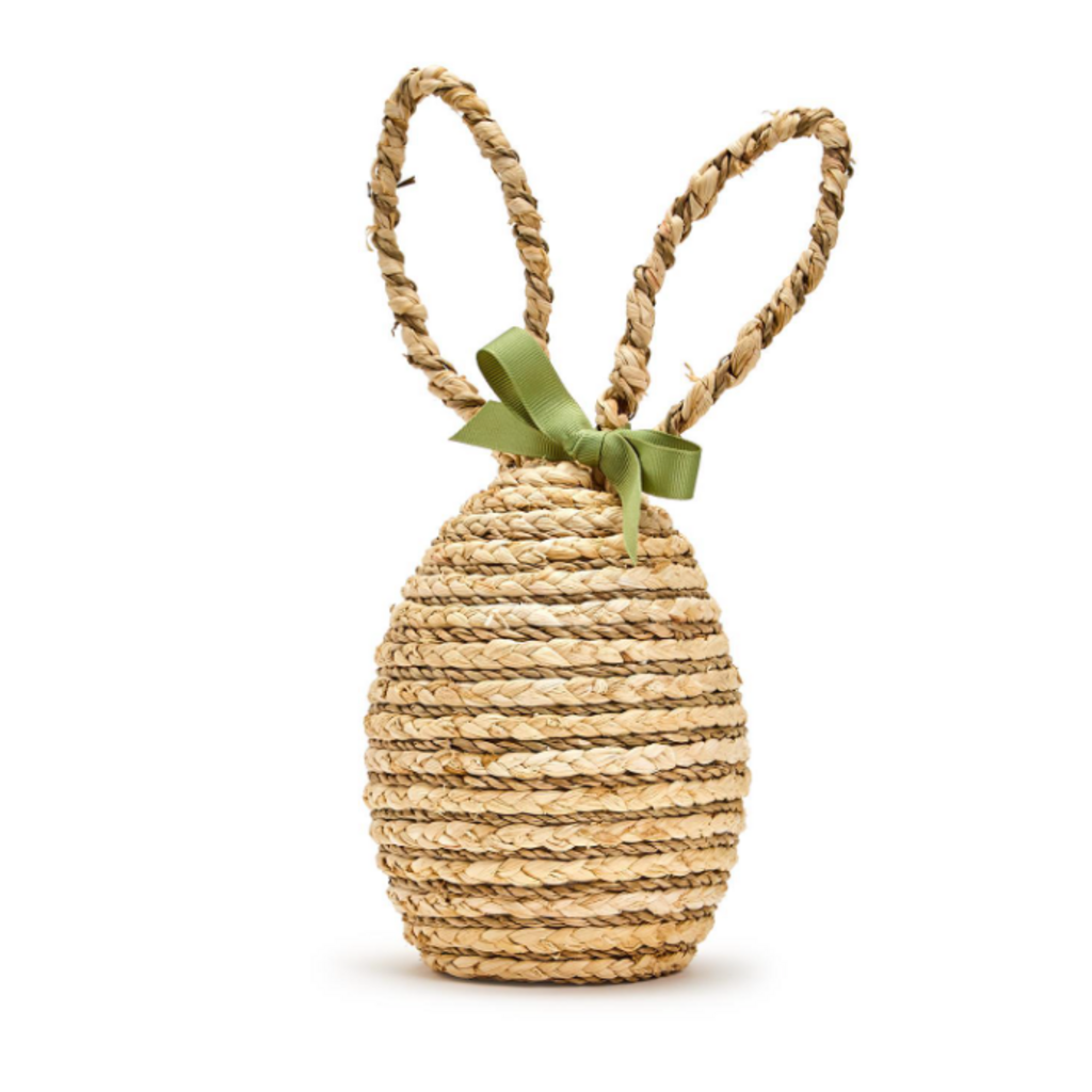 Bunny - Bunny Egg with Ears/Bow - Rattan