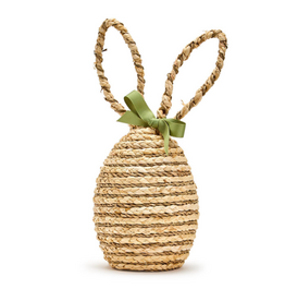 Bunny - Bunny Egg with Ears/Bow - Rattan