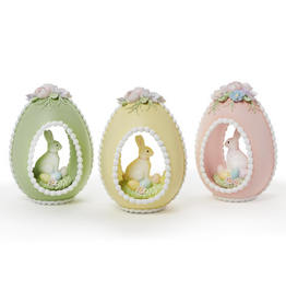 Decor - Sugar Egg with Bunny - 6" W x 5" D x 8.25" H -