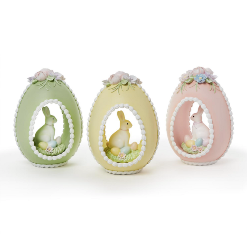 Decor - Sugar Egg with Bunny - 6" W x 5" D x 8.25" H -